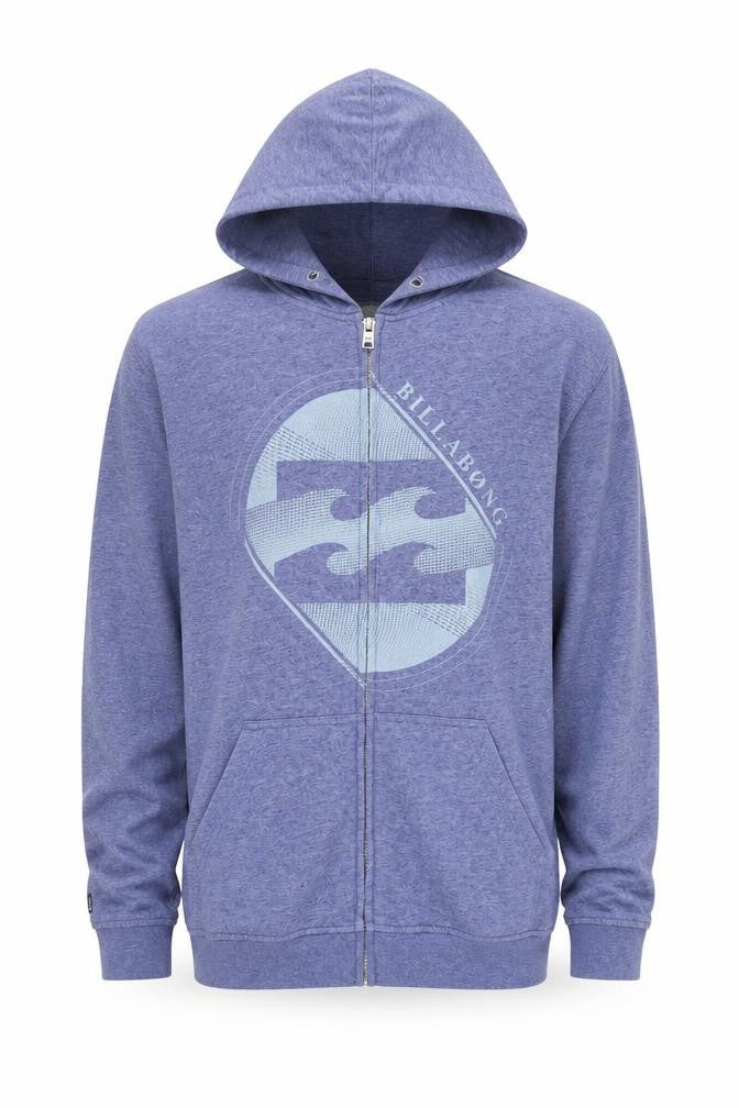Billabong Men's Blue Full Zip Hoodie Medium Surf Graphic