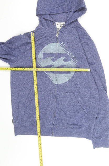 Billabong Men's Blue Full Zip Hoodie Medium Surf Graphic