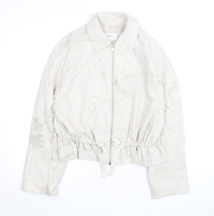Marks and Spencer Women’s Beige Linen Blend Zip Short Jacket Size 8