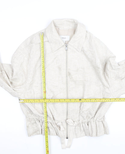 Marks and Spencer Women’s Beige Linen Blend Zip Short Jacket Size 8