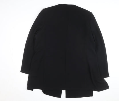 BHS Women’s Black Long Overcoat Size 20 Classic Smart Lined