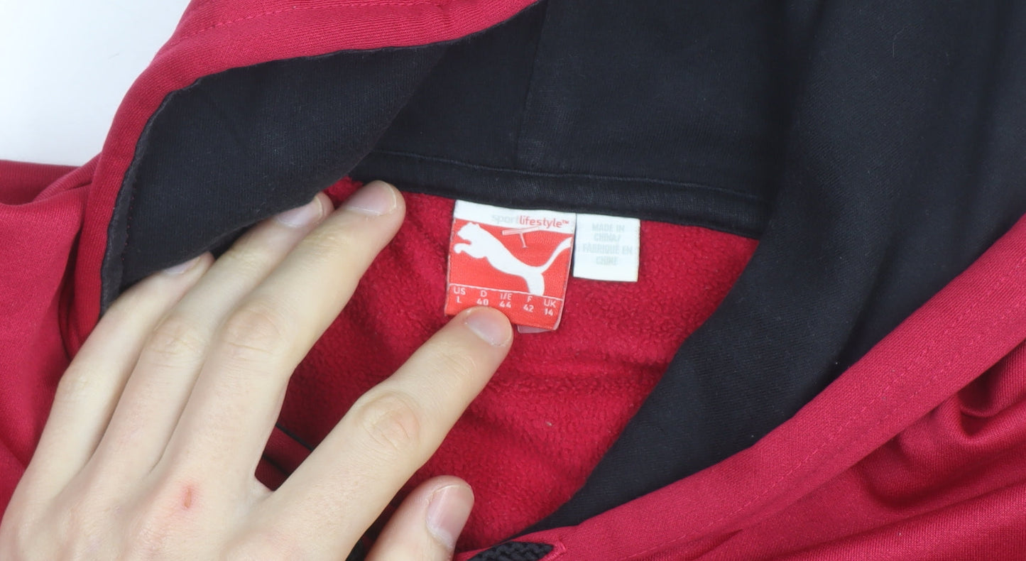 Puma Womens Red Pullover Hoodie Size 14 Logo Fleece Casual