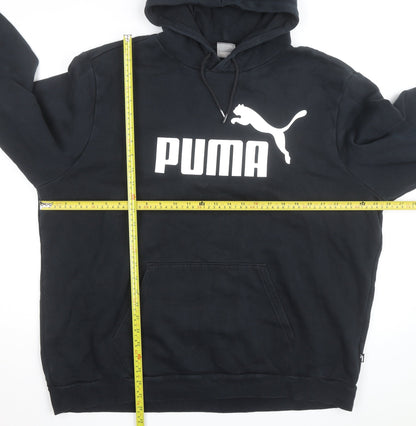 Puma Mens Black 2XL Pullover Hoodie Sweatshirt Logo Fleece