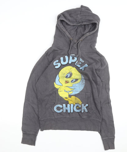 Tweety Women's Grey Pullover Hoodie Size S Cartoon Print