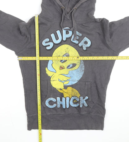 Tweety Women's Grey Pullover Hoodie Size S Cartoon Print