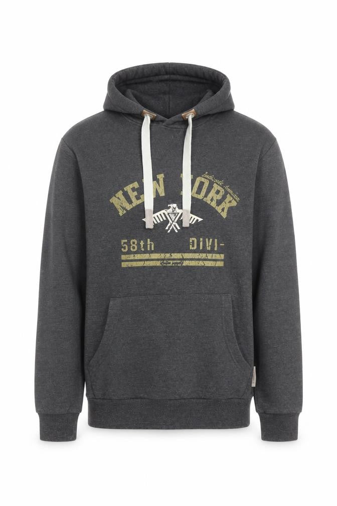 Indicoded Men's Grey Pullover Hoodie M Graphic Print Fleece