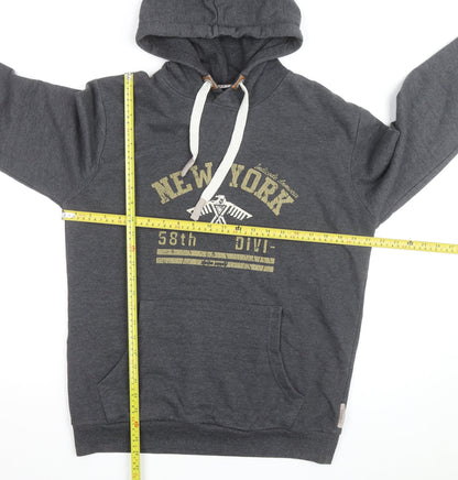 Indicoded Men's Grey Pullover Hoodie M Graphic Print Fleece