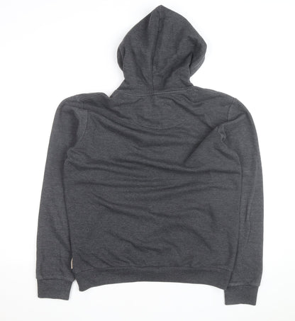 Indicoded Men's Grey Pullover Hoodie M Graphic Print Fleece