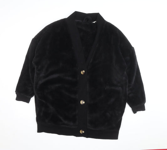 Marks and Spencer Women’s Black Fleece V-Neck Cardigan M