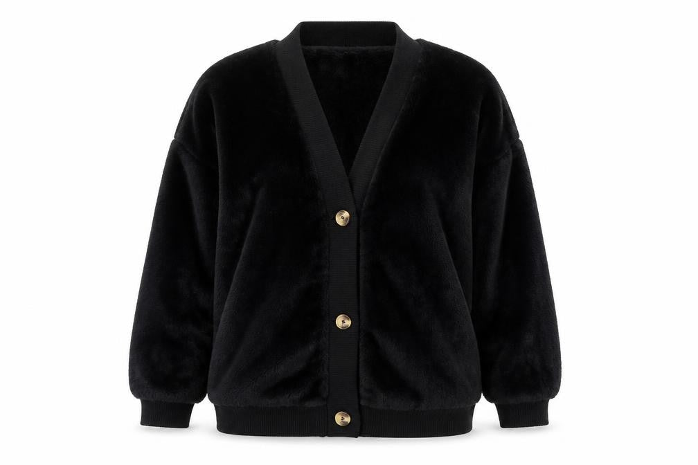 Marks and Spencer Women’s Black Fleece V-Neck Cardigan M