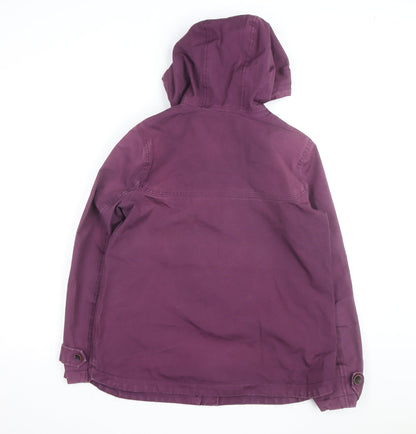 Joules Women's Purple Waterproof Hooded Cotton Parka Jacket Size 12
