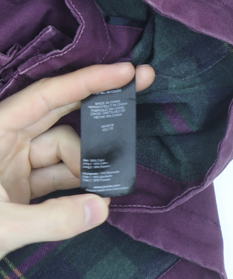 Joules Women's Purple Waterproof Hooded Cotton Parka Jacket Size 12