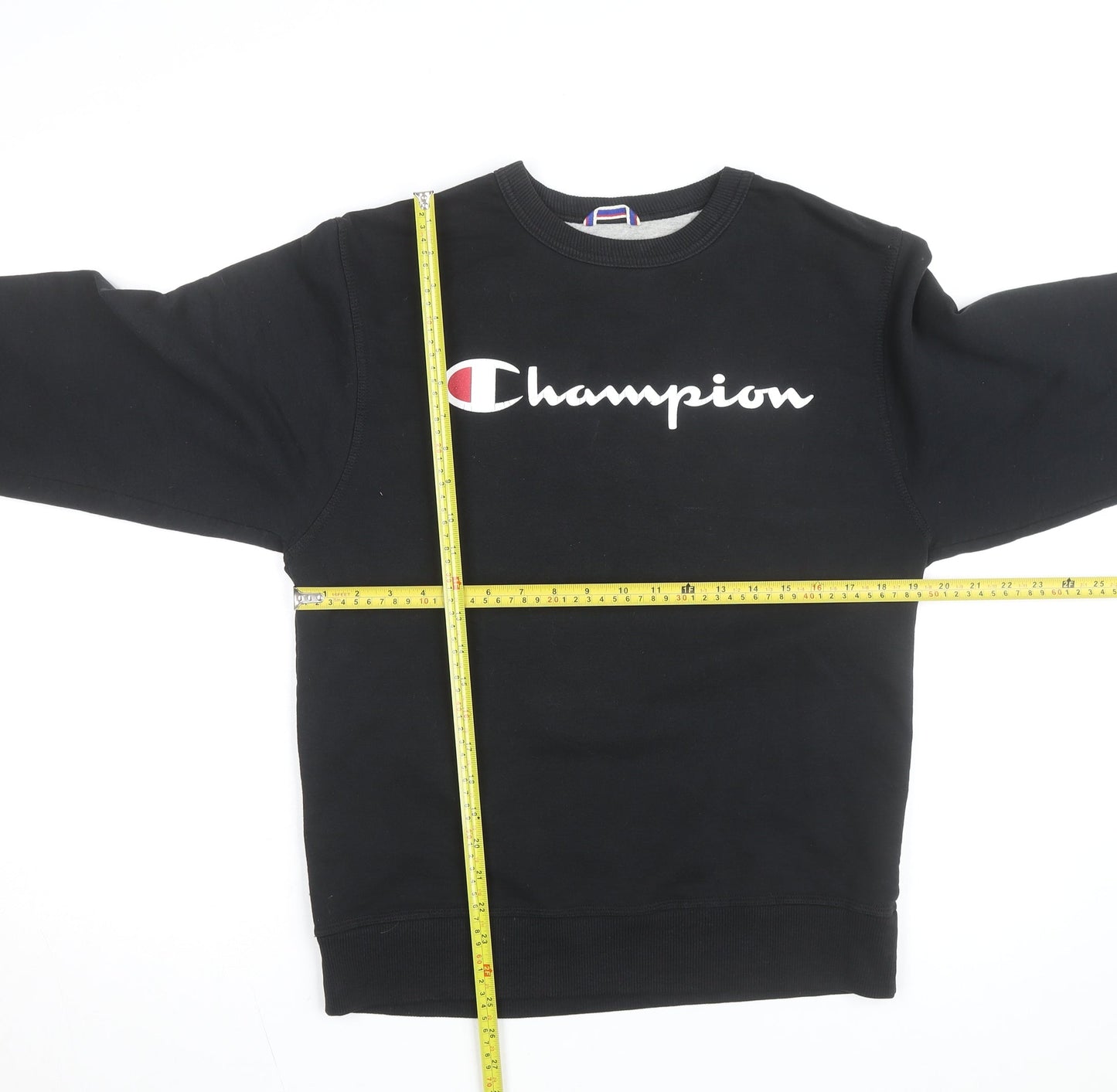 Champion Men's Black Crew Neck Logo Sweatshirt Size S