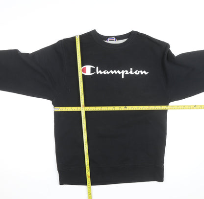 Champion Men's Black Crew Neck Logo Sweatshirt Size S