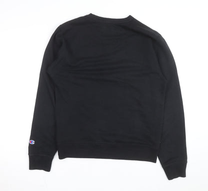 Champion Men's Black Crew Neck Logo Sweatshirt Size S