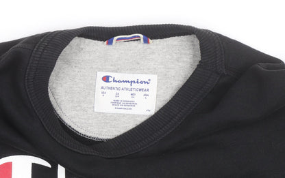 Champion Men's Black Crew Neck Logo Sweatshirt Size S