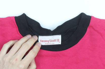 Young Stuff III Womens Black Pink Teal 80s Graphic Pullover Sweatshirt Size M