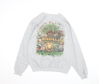 Disney Animal Kingdom Hanes Men Grey Pullover Sweatshirt M