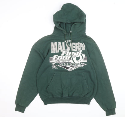 Jerzees Men’s Green Pullover Hoodie M Malvern Hornets Graphic Fleece