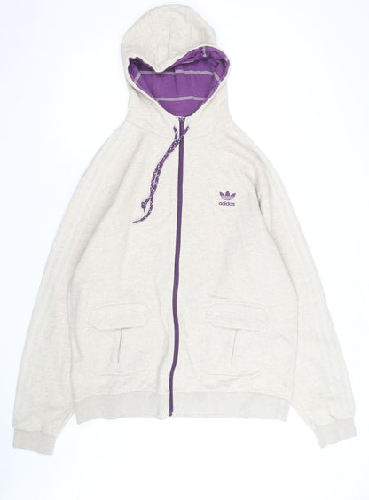 adidas Men’s Beige Full Zip Hoodie XL Vintage Style
