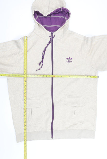 adidas Men’s Beige Full Zip Hoodie XL Vintage Style