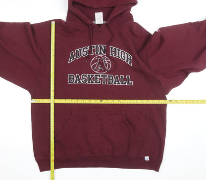 Russell Athletic Men's Red Pullover Hoodie L Basketball Graphic