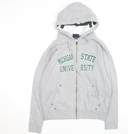 J America Men's Grey Michigan State Full Zip Hoodie Size M