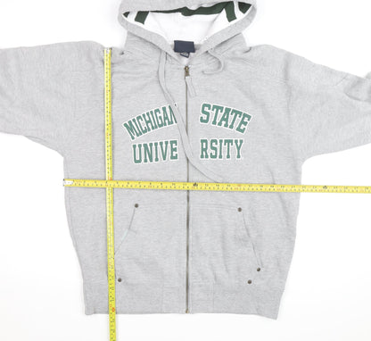 J America Men's Grey Michigan State Full Zip Hoodie Size M