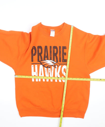 Jerzees Men's Orange Prairie Hawks Graphic Pullover Sweatshirt M