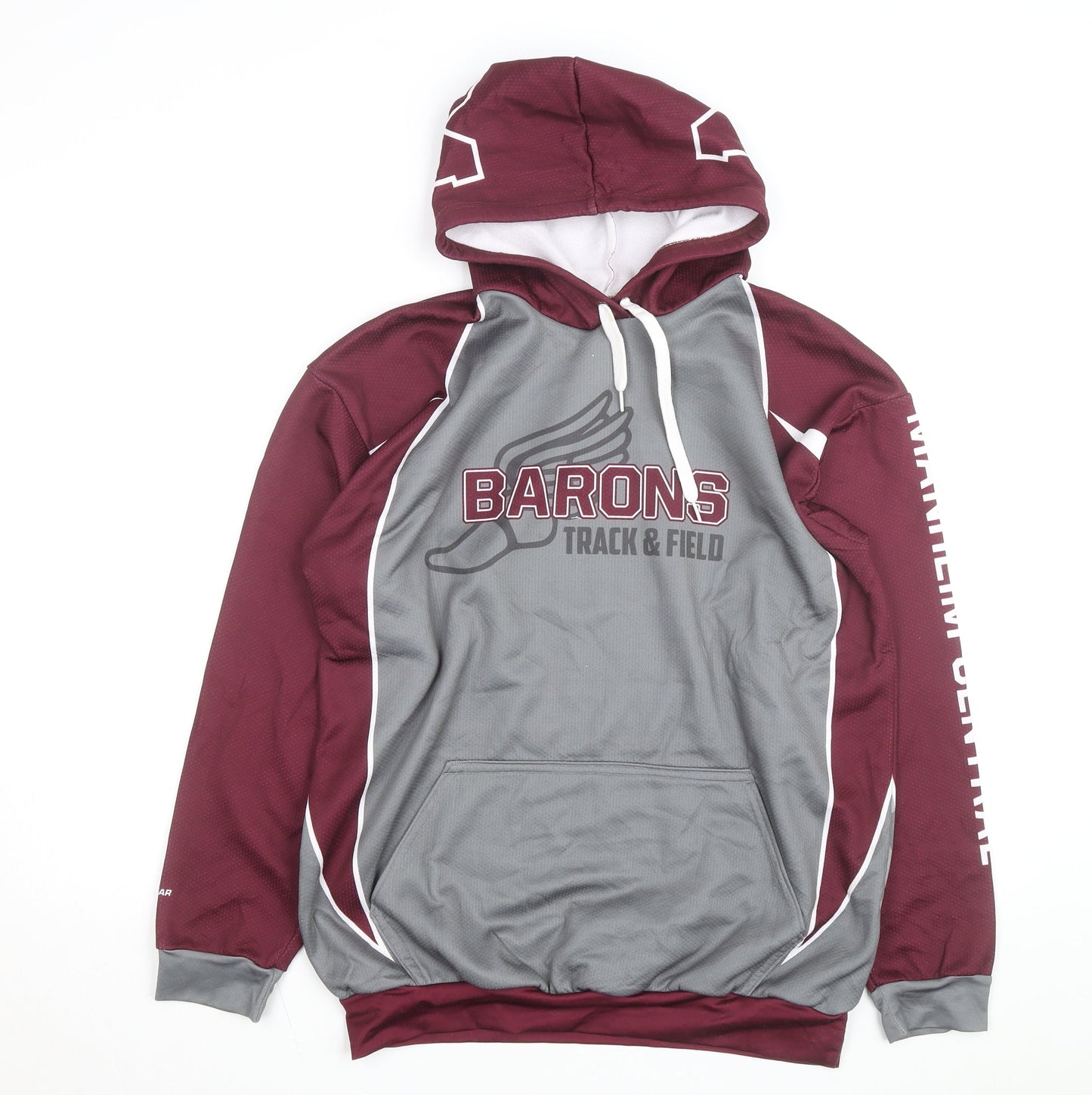 Pryde Gear Men’s Grey Red Pullover Hoodie S Athletic Track & Field