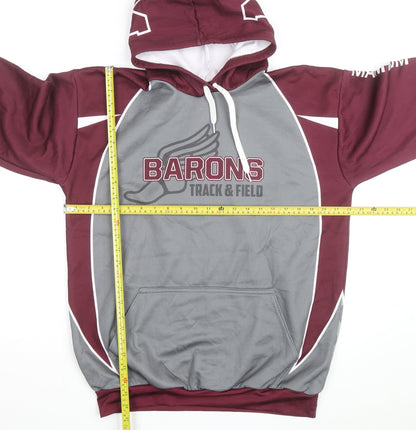 Pryde Gear Men’s Grey Red Pullover Hoodie S Athletic Track & Field