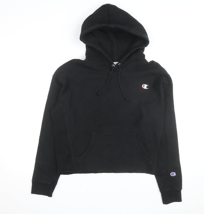 Champion Girls Black Reverse Weave Pullover Hoodie L Logo Fleece
