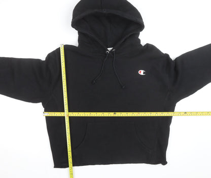 Champion Girls Black Reverse Weave Pullover Hoodie L Logo Fleece