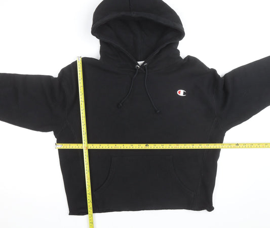 Champion Girls Black Reverse Weave Pullover Hoodie L Logo Fleece