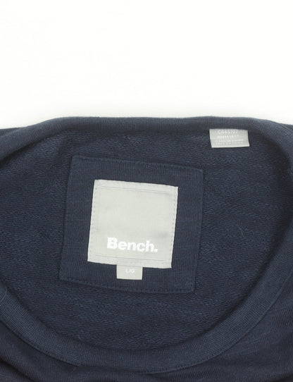 Bench Men's Blue Striped Pullover Sweatshirt Size L Crew Neck