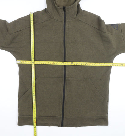 Adidas Boys Green Full Zip Hoodie XL 15-16 Years Cotton Blend Logo