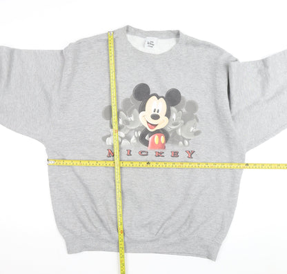 Disney Men’s Grey Mickey Mouse Pullover Sweatshirt Size L