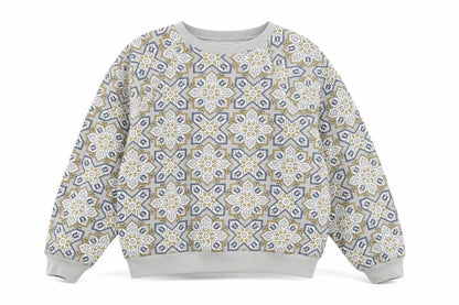 Sahaa Club Men's Grey Geometric Embroidered Pullover Sweatshirt M
