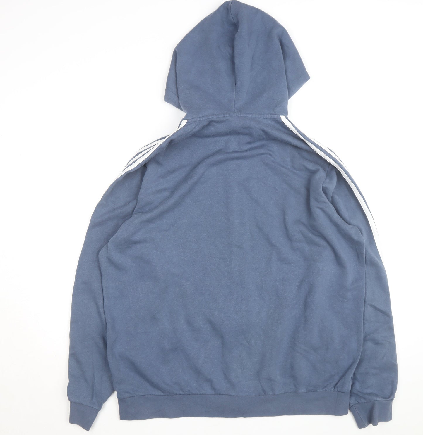 Adidas Men's Blue XL Full Zip Hoodie with Logo and Pockets