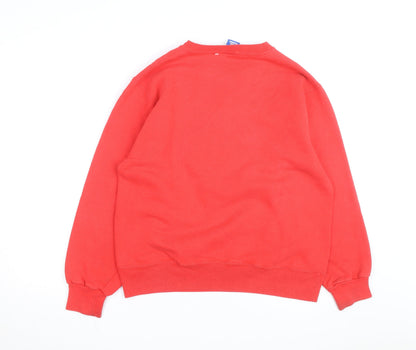 Champion Mens Red Pullover Sweatshirt L Crew Neck Fleece Retro