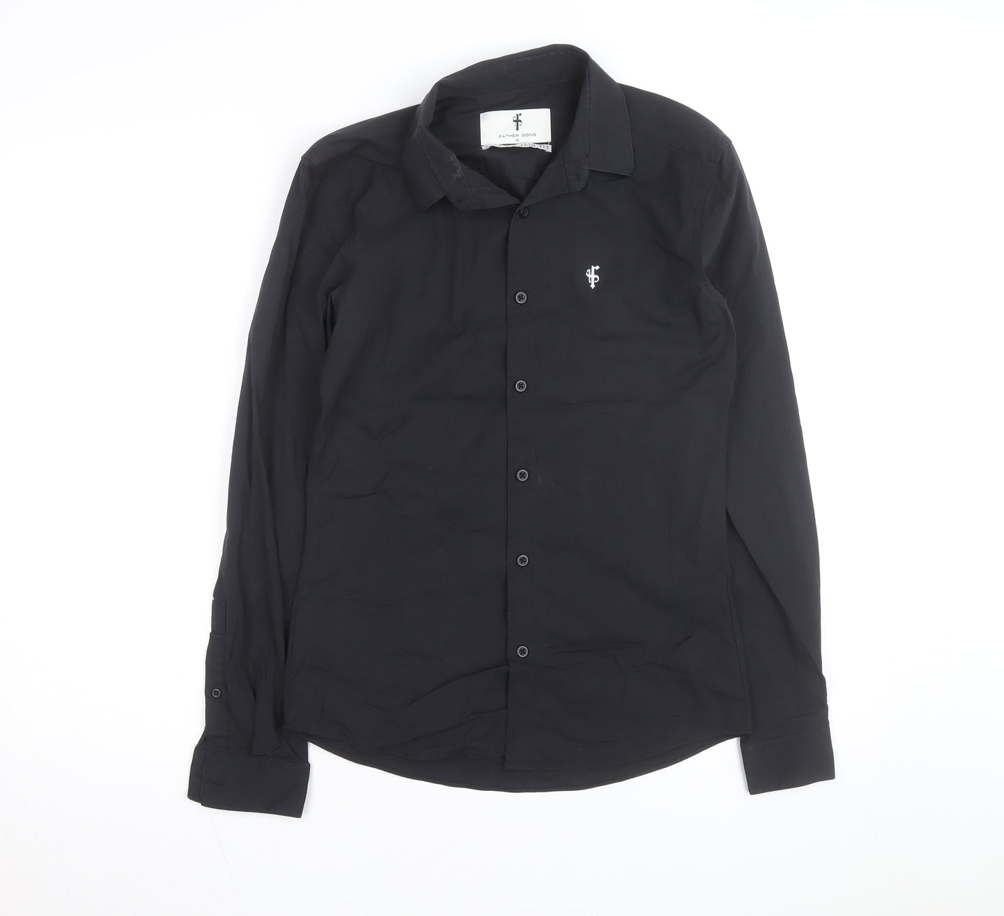 Father Sons Men's Black Slim Fit Stretch Button-Up Shirt S