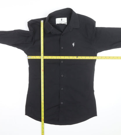 Father Sons Men's Black Slim Fit Stretch Button-Up Shirt S
