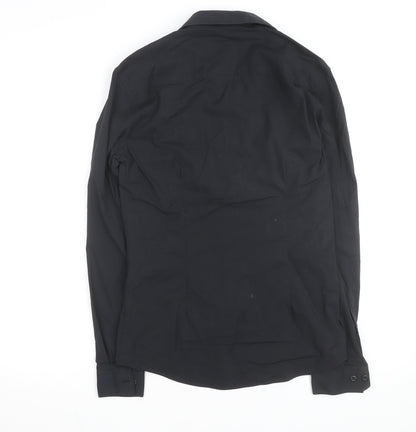 Father Sons Men's Black Slim Fit Stretch Button-Up Shirt S