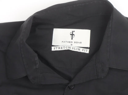 Father Sons Men's Black Slim Fit Stretch Button-Up Shirt S