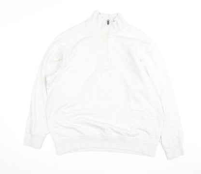 Dockers Men’s Ivory 1/4 Zip High Neck Sweatshirt Size L Regular Fit