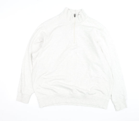 Dockers Men’s Ivory 1/4 Zip High Neck Sweatshirt Size L Regular Fit