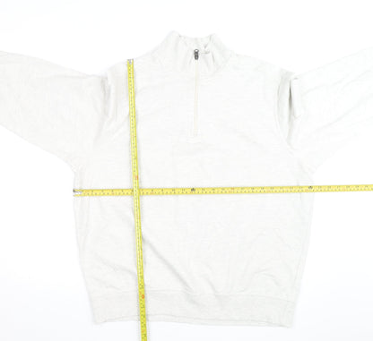 Dockers Men’s Ivory 1/4 Zip High Neck Sweatshirt Size L Regular Fit