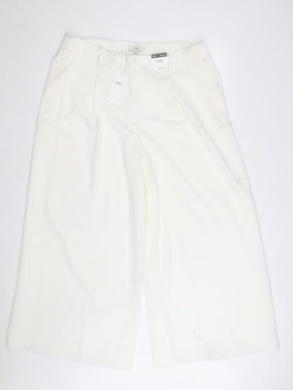 Marks and Spencer Women’s Ivory Wide-Leg Trousers Size 18