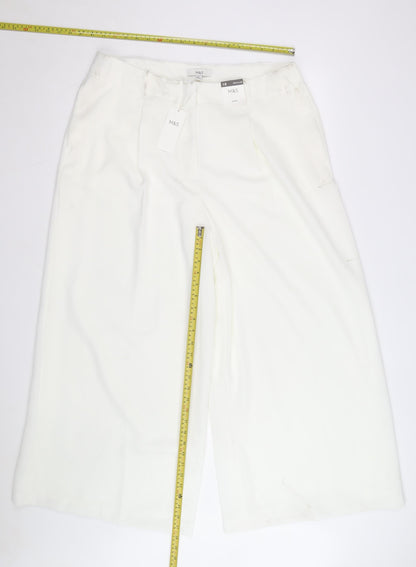 Marks and Spencer Women’s Ivory Wide-Leg Trousers Size 18