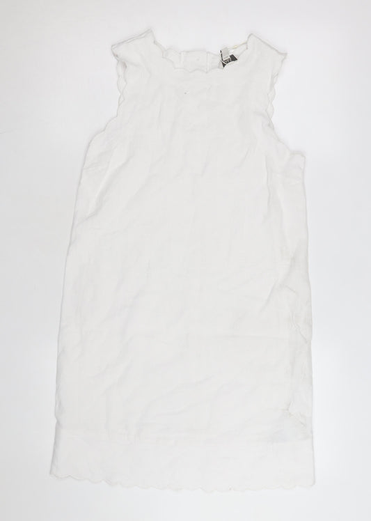 Marks and Spencer Women's White Linen Shift Dress Size 6
